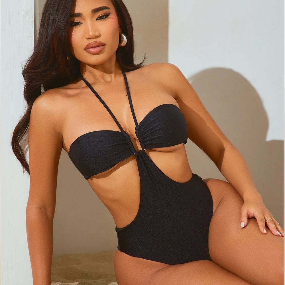BOGO - Halter 1 piece Black swimsuit & 2 piece Bikini Black for Free | Both XS